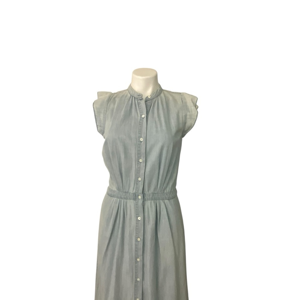 Joie’ Awel Light Blue Button Front Chambray Midi Dress in Western Fade - Picture 12 of 16